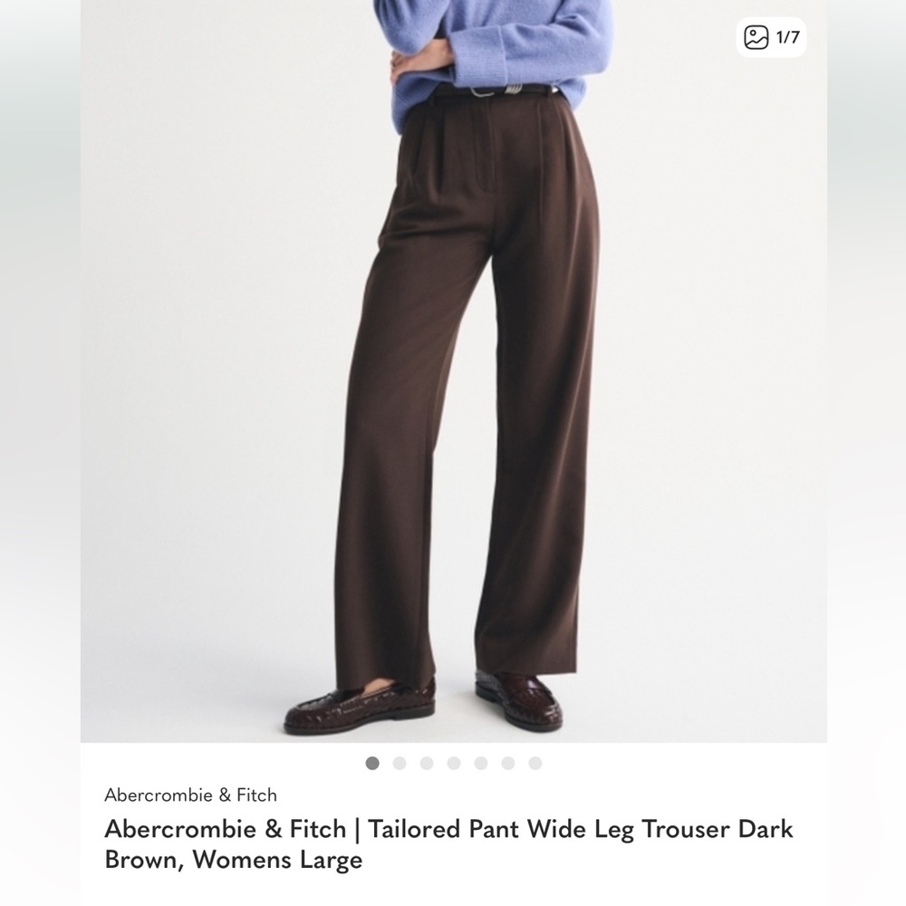 Abercrombie & Fitch | Tailored Pant Wide Leg Trouser Dark Brown, Womens Large